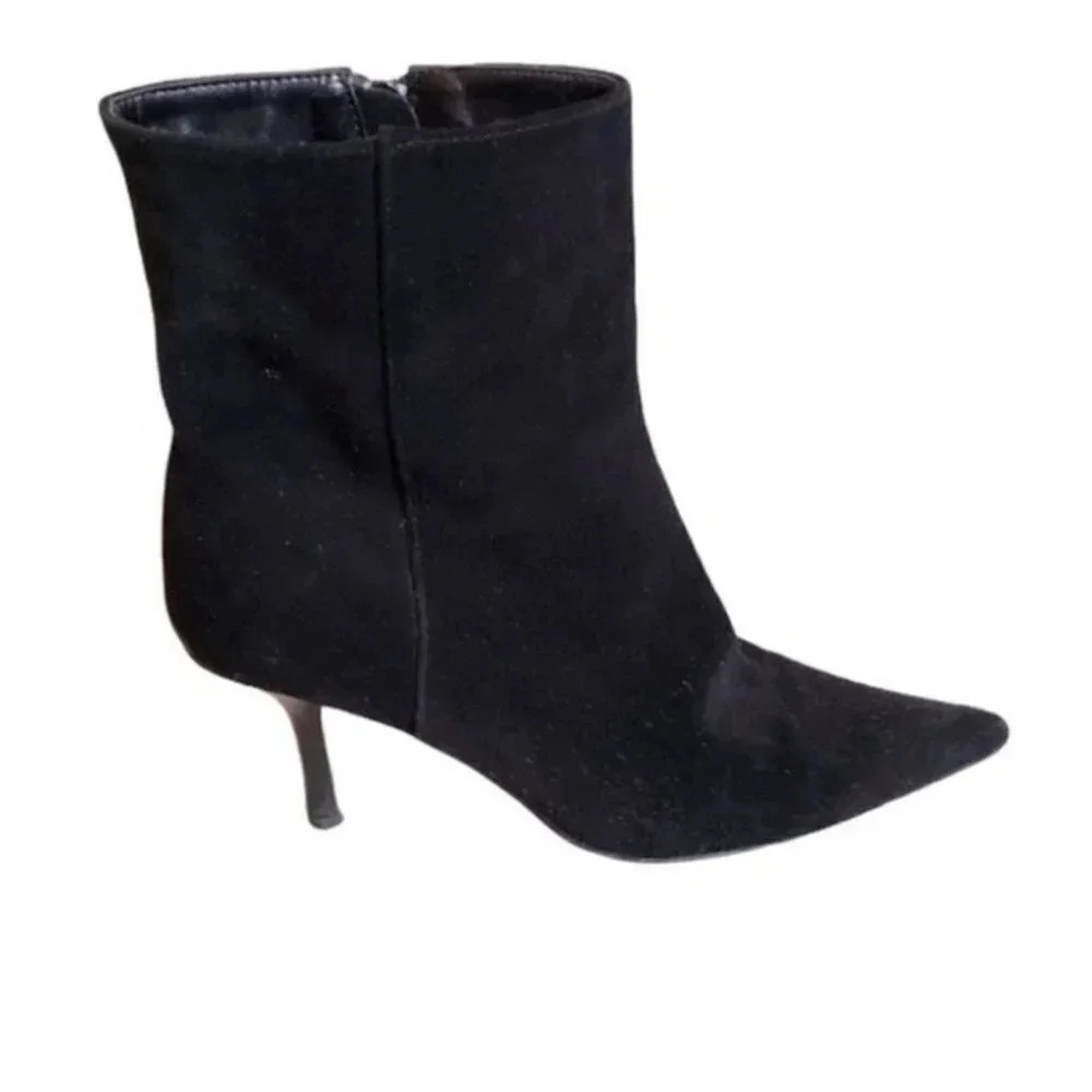 Fitzwell 8.5WW black suede stiletto ankle‎ boots
